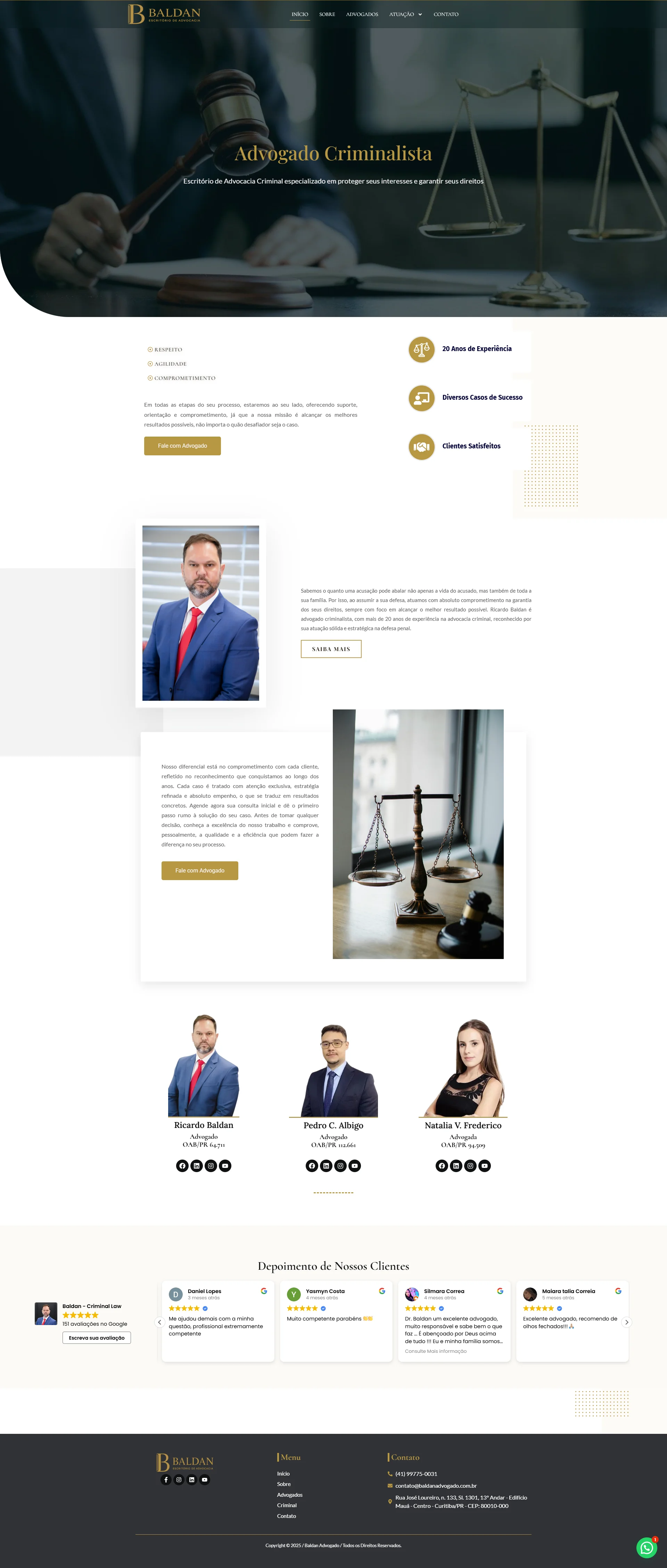 Preview completo do site Baldan Advogado