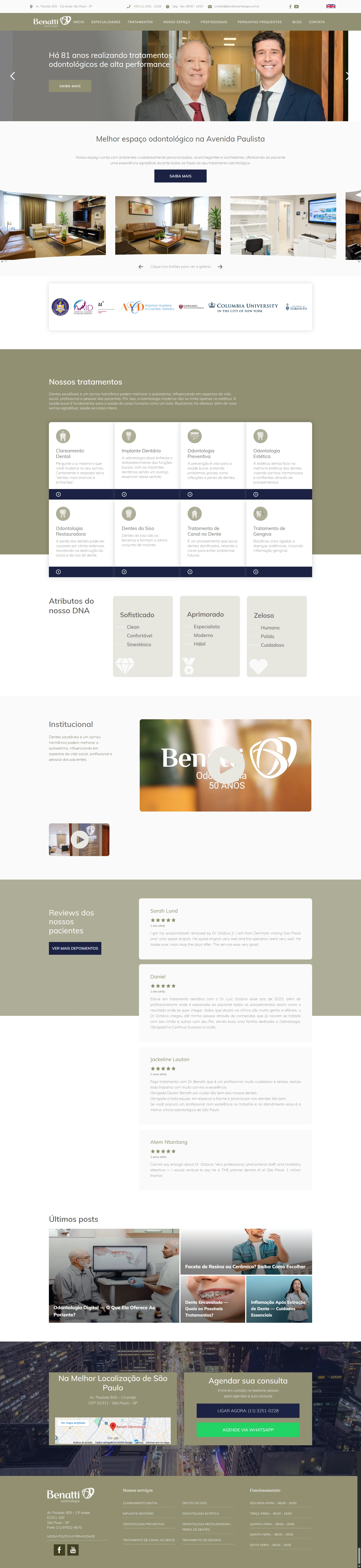 Preview completo do site Benatti Odontologia