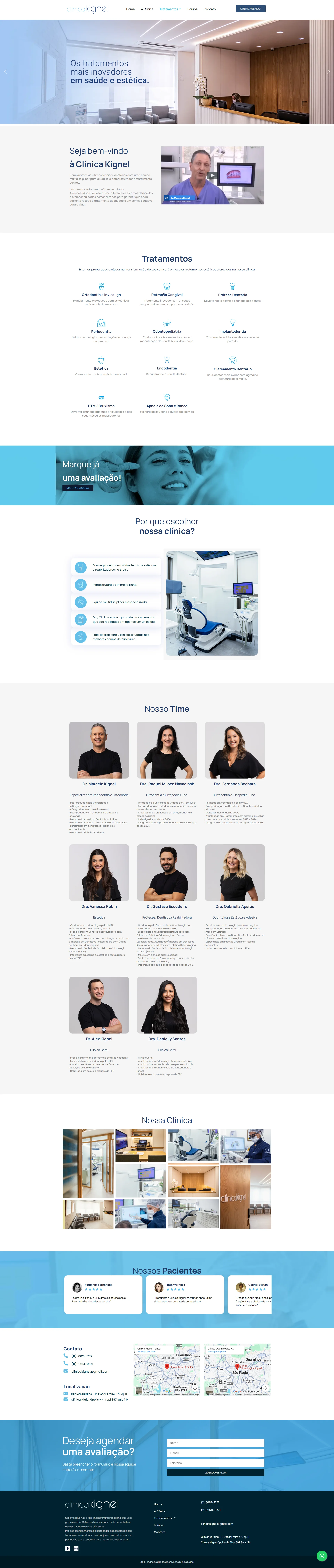 Preview completo do site Clínica Kignel