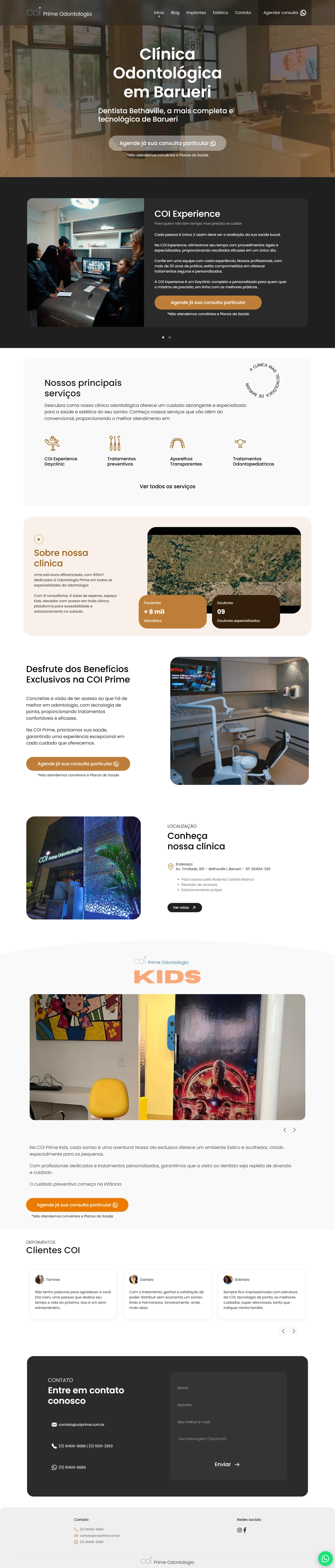 Preview completo do site Coiprime Odontologia