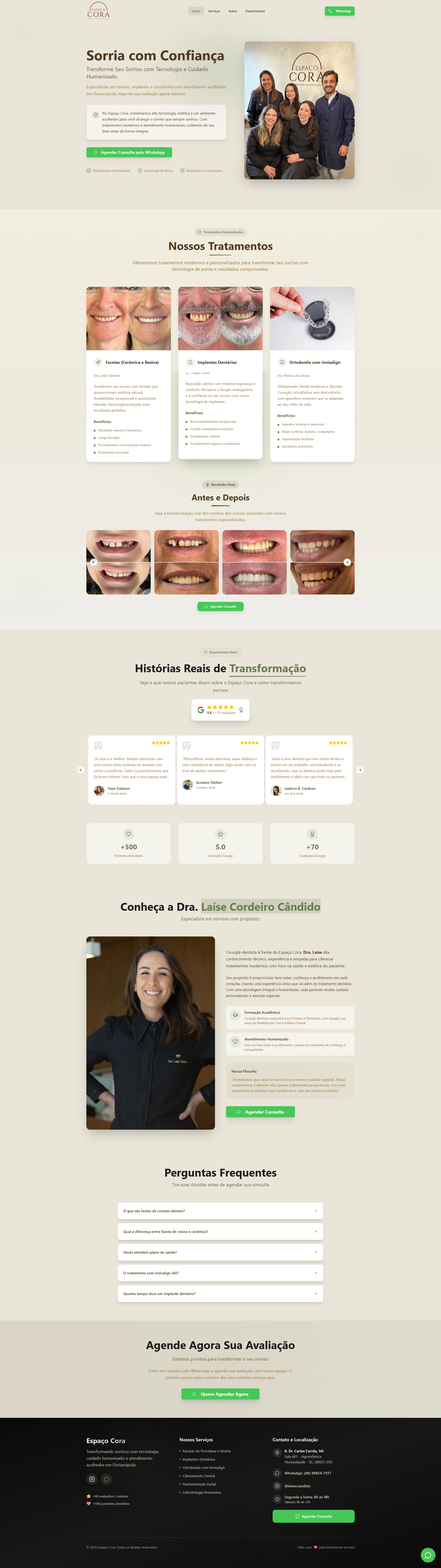 Preview completo do site Espaço Cora