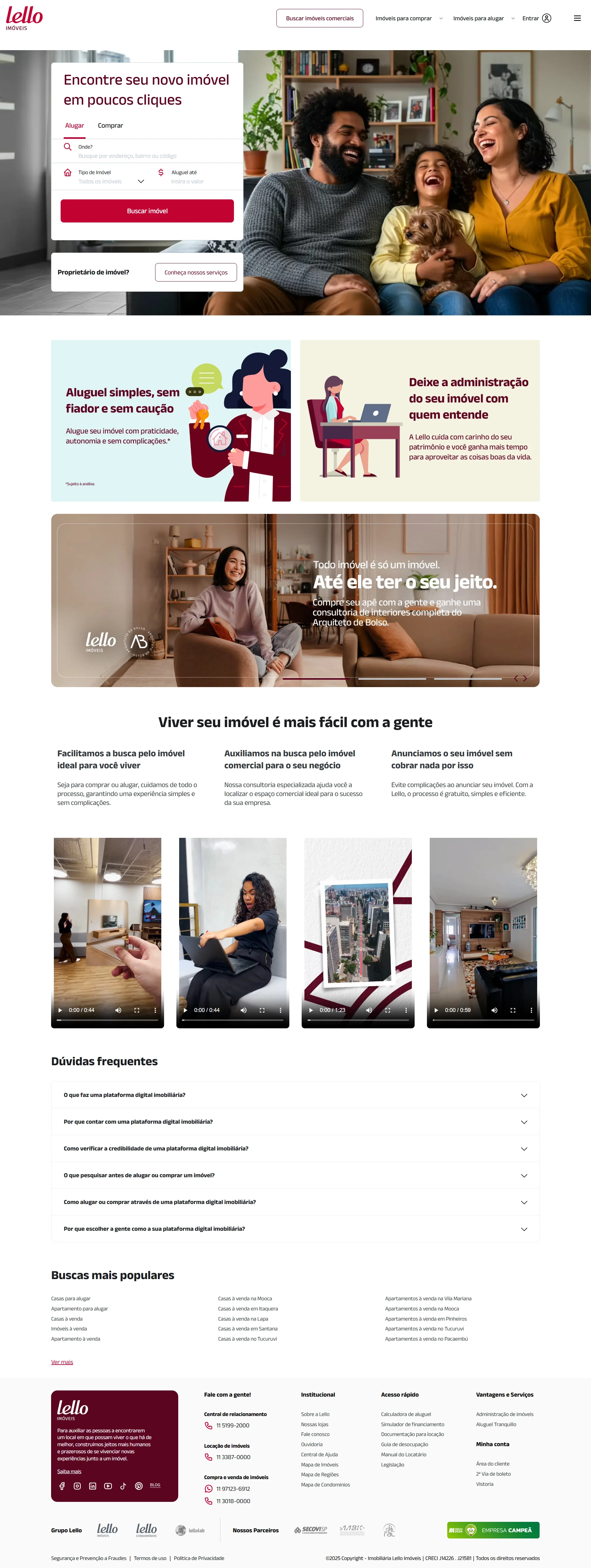 Preview completo do site Lello Imóveis